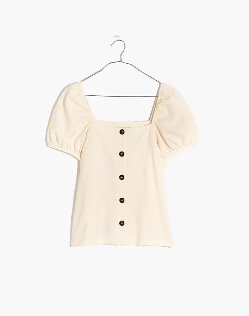 Jacquard Square-Neck Puff-Sleeve Top | Madewell