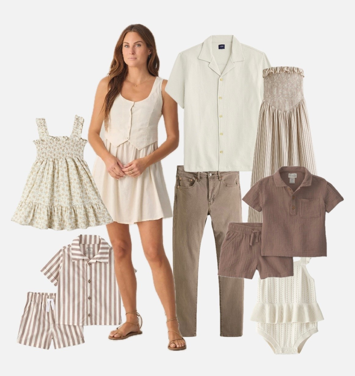 The perfect mix of light neutrals, tans and browns for spring or summer family photos. Mix patterns like the striped dress or striped dress, linen textures and more

#LTKKids #LTKMens #LTKBaby