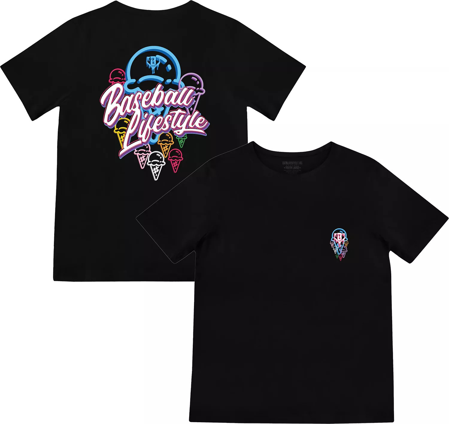 Baseball Lifestyle 101 Boys' Ice Cream Shirt, Small, Black/Multi | DICK'S Sporting Goods