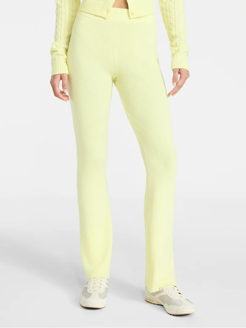 No Boundaries Ribbed Flare Pants, 30.5'' Inseam, Women's XXS-XXL | Walmart (US)