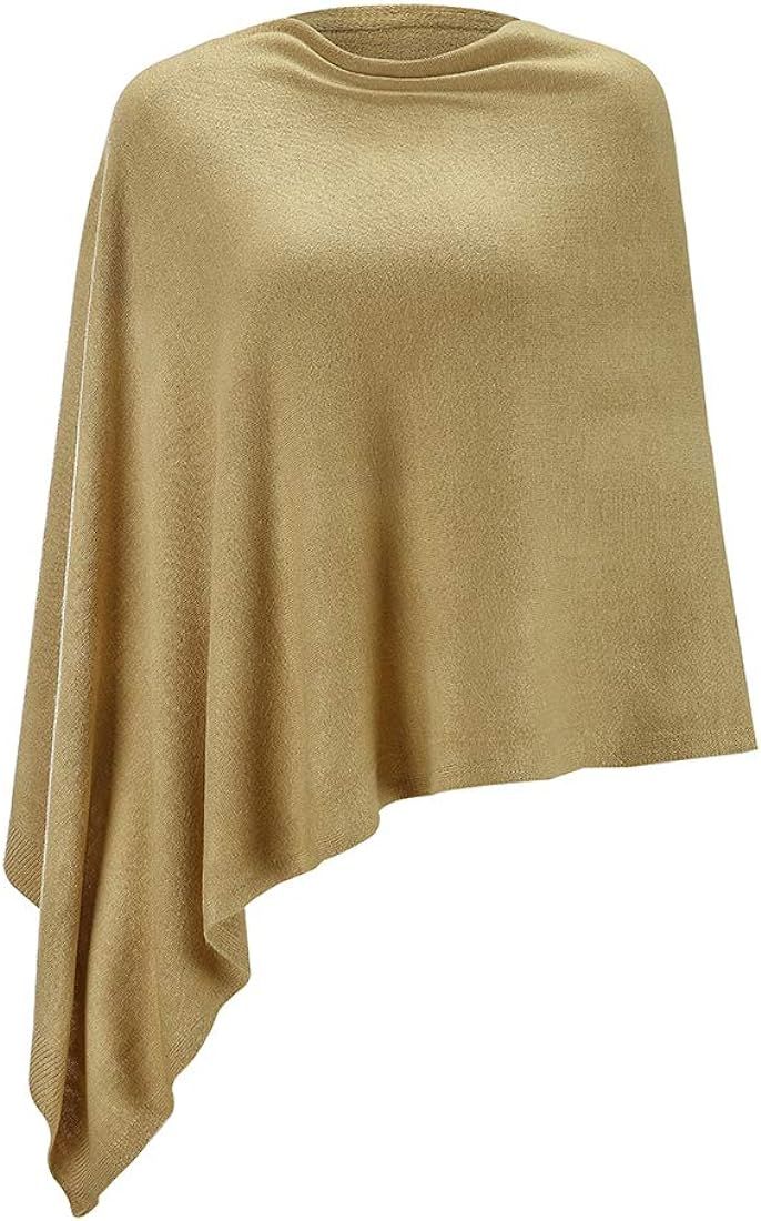Women Ponchos Sweater Versatile Lightweight Solid Knitted Shawl Wrap Scarf Cape Accessories for W... | Amazon (US)