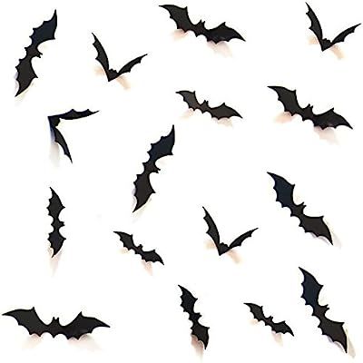HOZZQ DIY Halloween Party Supplies PVC 3D Decorative Scary Bats Wall Decal Wall Sticker, Hallowee... | Amazon (US)