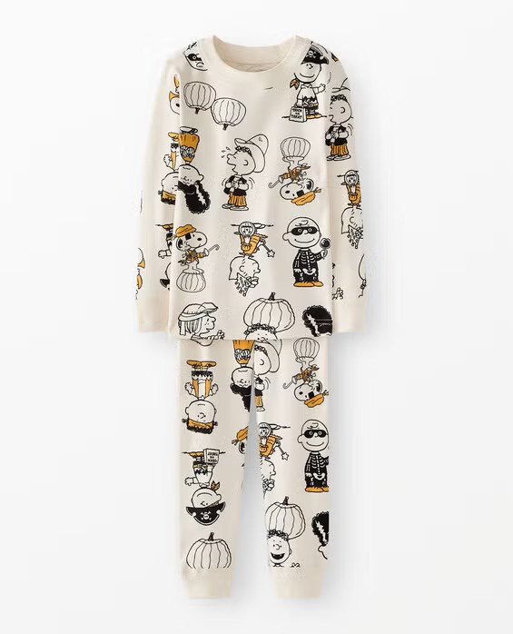 Girls' & Boys' Kids Peanuts Halloween Long John Pajama Set, Peanuts Costume Party - Ecru in 100% Cotton - Size Little Kids 4 by Hanna Andersson | Hanna Andersson