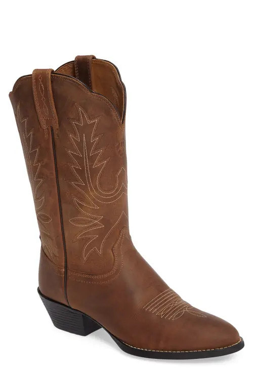 Ariat Heritage Western R-Toe Boot in Distressed Brown Leather at Nordstrom, Size 6 | Nordstrom