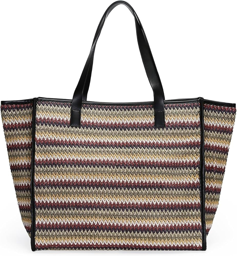 Herald Large Handmade Straw Tote Handbag for Women, Summer Beach Weaving Chic Woven Shoulder Purs... | Amazon (US)