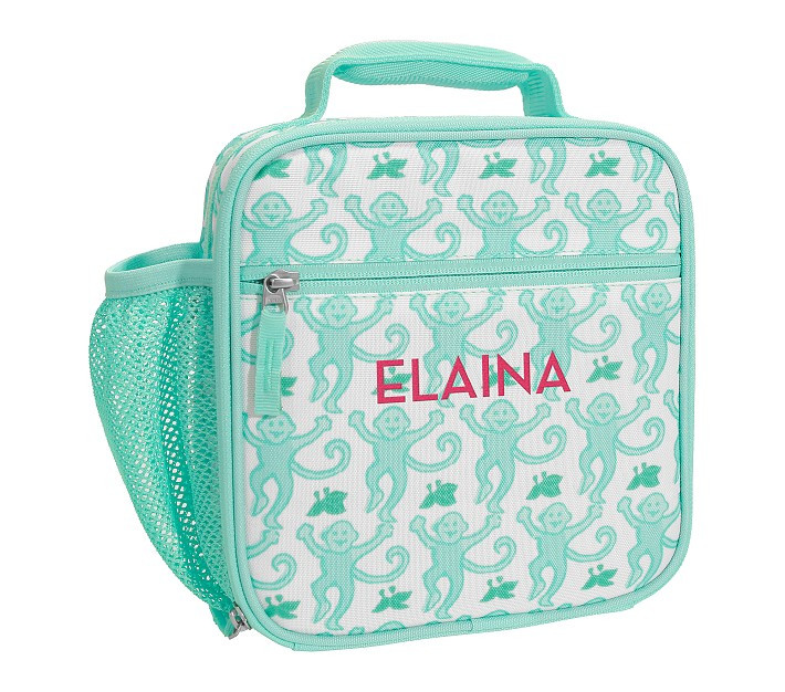 Mackenzie Roller Rabbit Aqua Monkey Lunch Boxes | Pottery Barn Kids