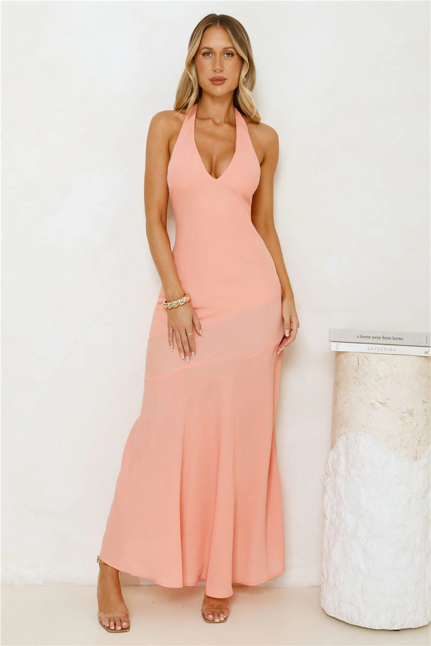 Polished Edge Halter Maxi Dress Orange | Hello Molly (US)