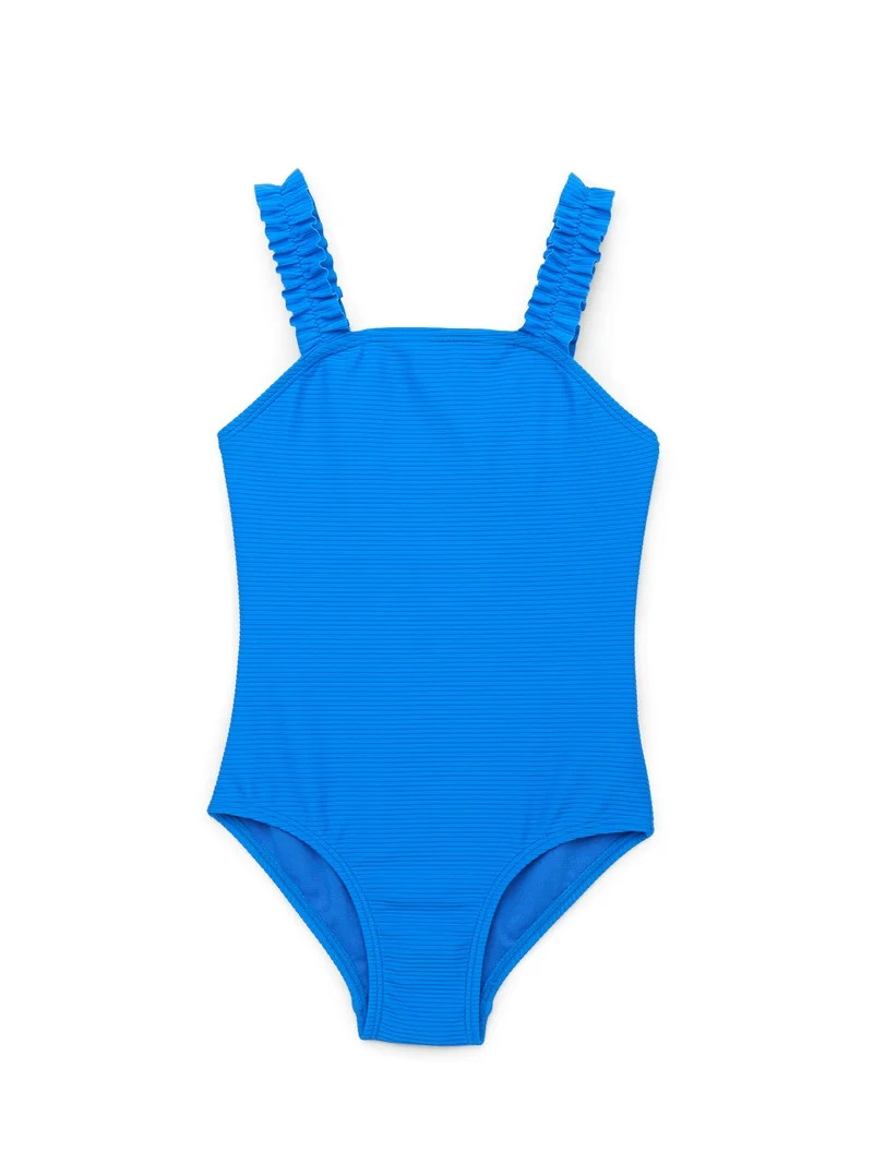 Wonder Nation Girls Ruffle Strap One Piece Swimsuit with UPF50+, Sizes 4-16 & Plus - Walmart.com | Walmart (US)