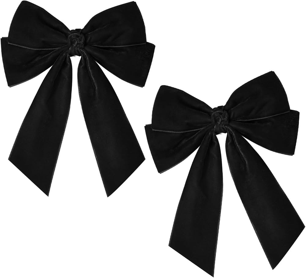 2PCS Velvet Hair Bow Black Bow Hair Ribbon Clips for women Girls Fall Alligator Hair Clips Hair A... | Amazon (US)