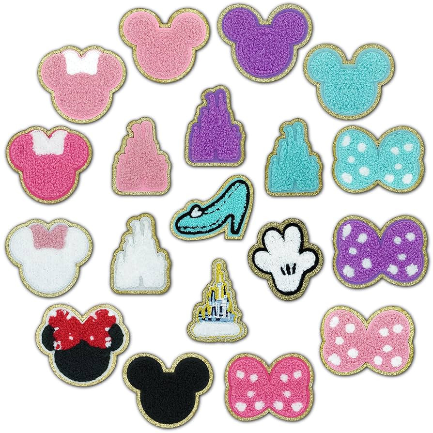 19 Pieces Mouse Head Chenille Patches, Self Adhesive Chenille Patches Colorful Cute Embroidered G... | Amazon (US)