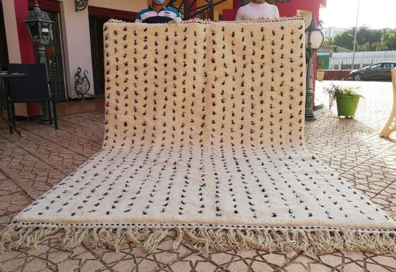 Moroccan berber white rug Beni Ourain rug  handmade Moroccan Rug 100% wool rug | Etsy (US)