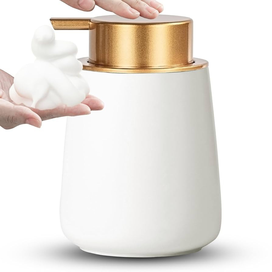 Foaming Soap Dispenser - 12 Oz White Ceramic Foam Hand Soap Dispenser for Bathroom, Face Wash Dis... | Amazon (US)