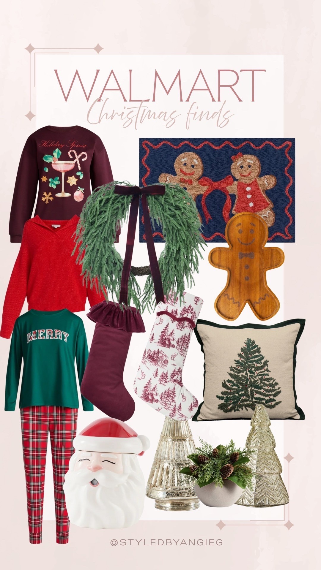 Walmart Christmas finds are so incredibly good and the prices are a 10/10! These decorations look like they are from a far more expensive store and these tops give major boutique vibes. These pajamas are so cute and they have so many different color/pattern options. 
Affordable Christmas finds, Christmas pajamas, outdoor rug 

#LTKHoliday #LTKFindsUnder50 #LTKSeasonal