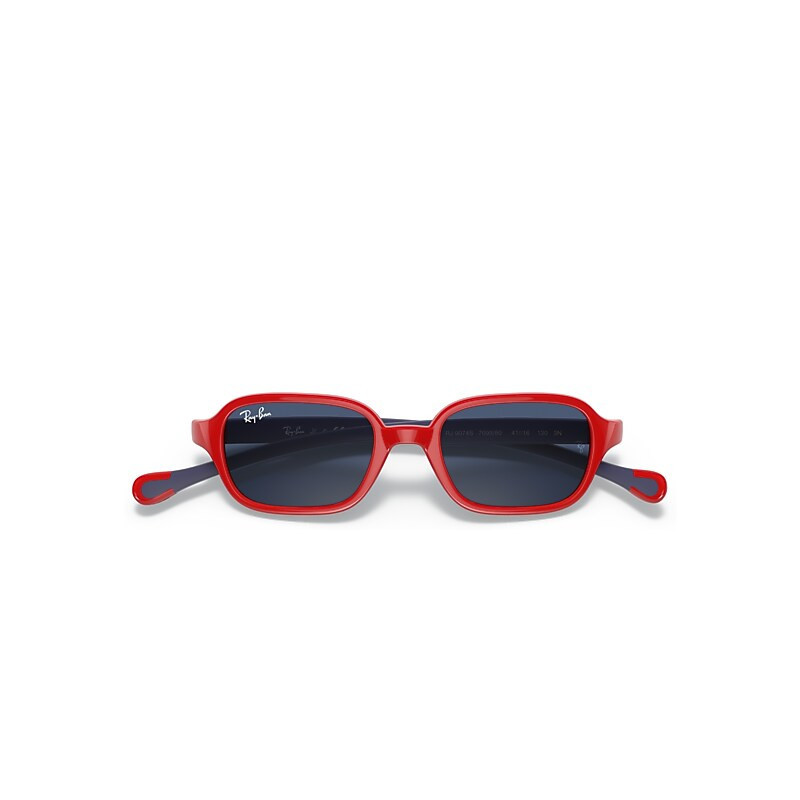 Ray-Ban Rb9074s Kids Sunglasses Red On Rubber Blue Frame Blue Lenses 39-16 | Ray-Ban (US)