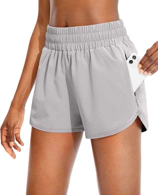 SANTINY Women's Running Shorts with Zip Pockets High Waisted Athletic Workout Gym Shorts for Wome... | Amazon (US)