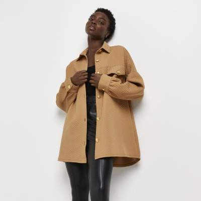 Beige quilted shacket | River Island (UK & IE)