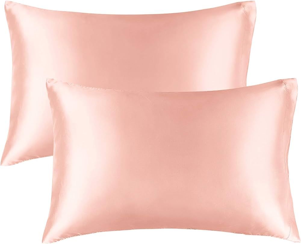 BEDELITE Satin Silk Pillowcase for Hair and Skin, Coral Pillow Cases Standard Size Set of 2 Pack ... | Amazon (US)