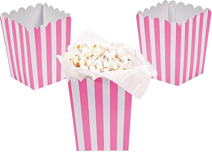 Paper Mini Candy Pink Striped Popcorn Boxes - 24 pcs | Amazon (US)