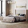 Rockjame Full Size Bed Frame, Velvet Upholstered Platform Bed Frame Full with Headboard and Stora... | Amazon (US)