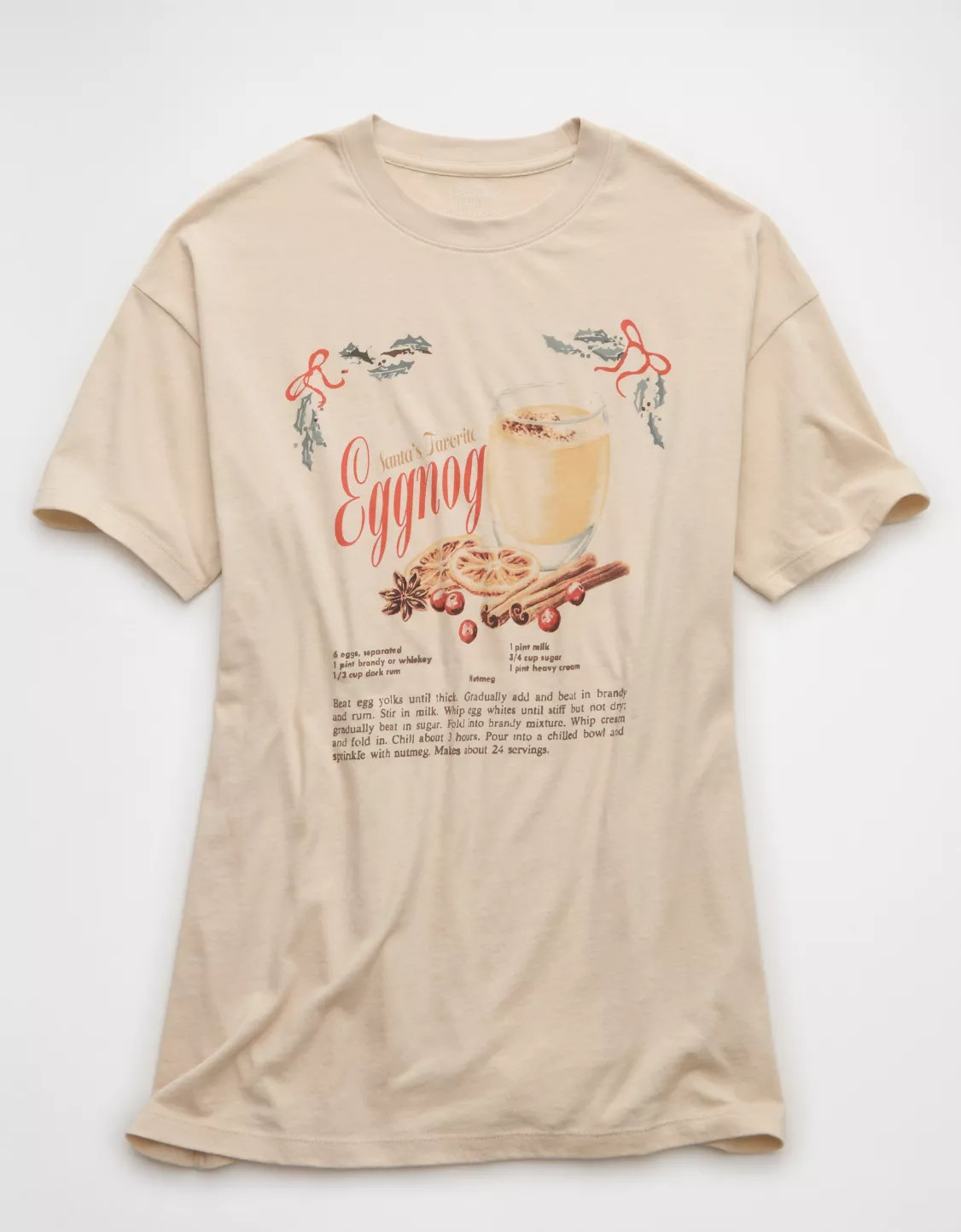 AE Santa's Eggnog Relaxed Graphic T-Shirt | American Eagle Outfitters (US & CA)