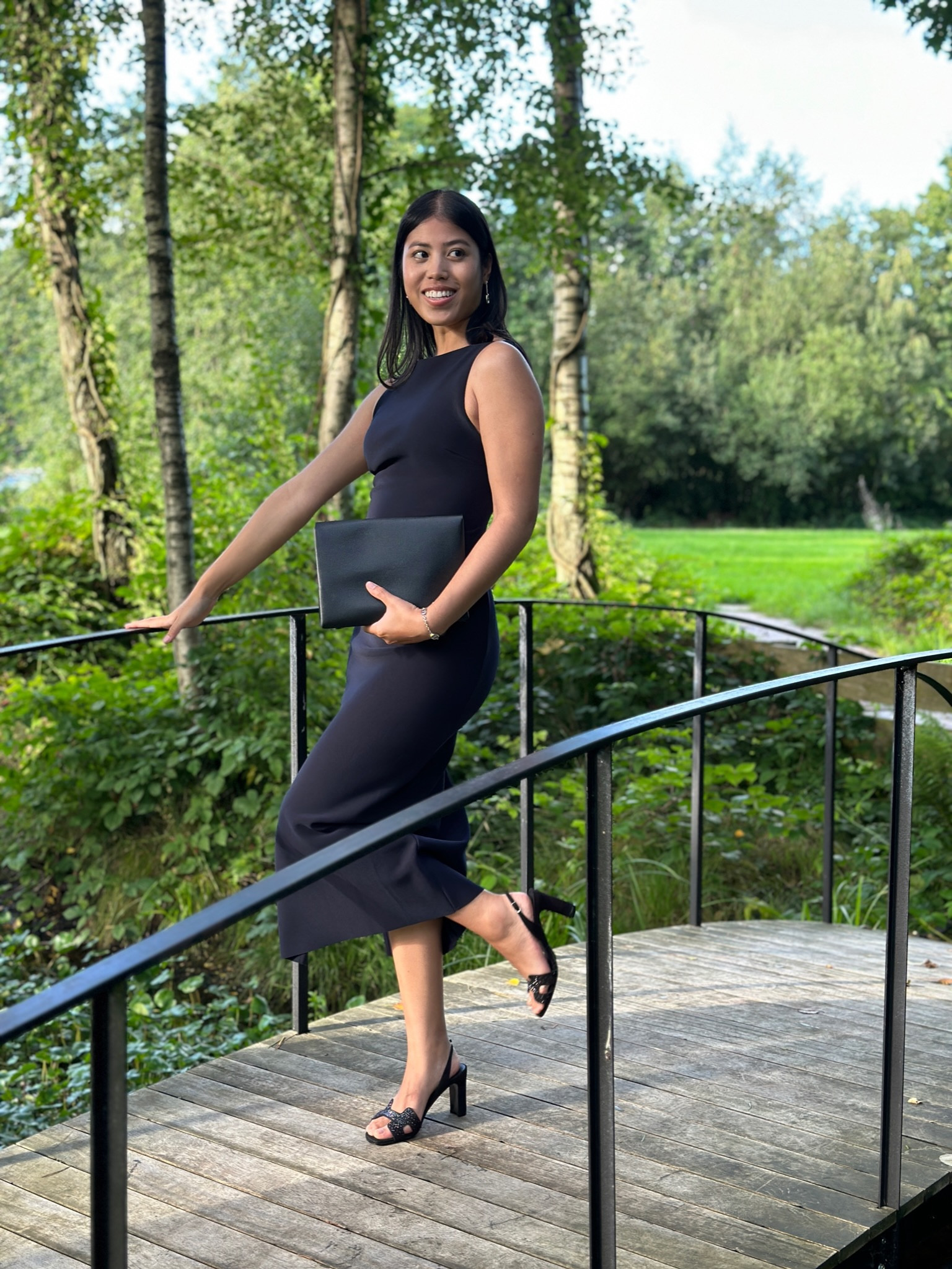 What I wore as a guest to a summer wedding in the countryside! I believe in minimalist dressing — less is more. I always recommend matching your shoes to your bag. I prefer clutch bags and small crossbody or clutch bags with chains for more formal settings as they are more sleek and carry the only essentials you need for such an event. In this case, I wore black shoes and carried a coordinating black clutch. For a daytime wedding or event, you can also choose to wear beige or nude colored shoes and bag. I generally do not wear more than 3 colors at a time, for a refined, chic, and sophisticated look.#LTKunder50

#LTKwedding #LTKSeasonal