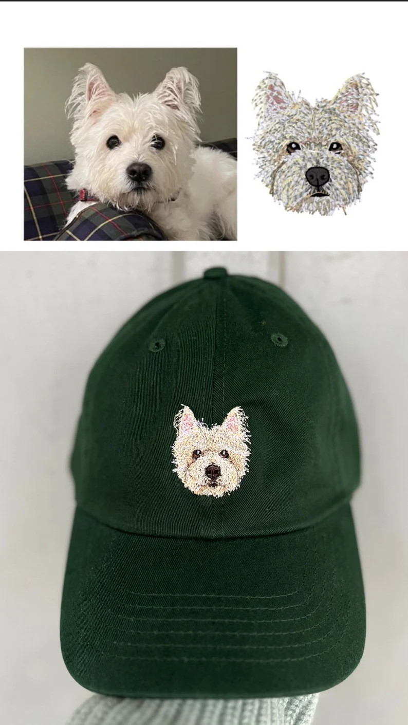 Custom Pet Portrait Embroidered Baseball Hat. Drawn Art Directly a Photo of Your Dog, Cat, Bird o... | Etsy (US)