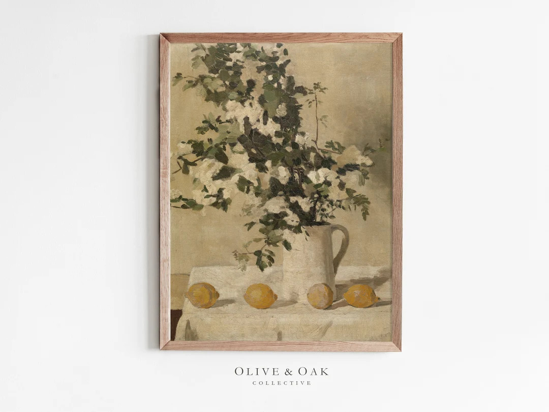 Neutral Still Life Painting / Lemon Art Print / PRINTABLE Vintage Art / Traditional Kitchen Decor... | Etsy (US)