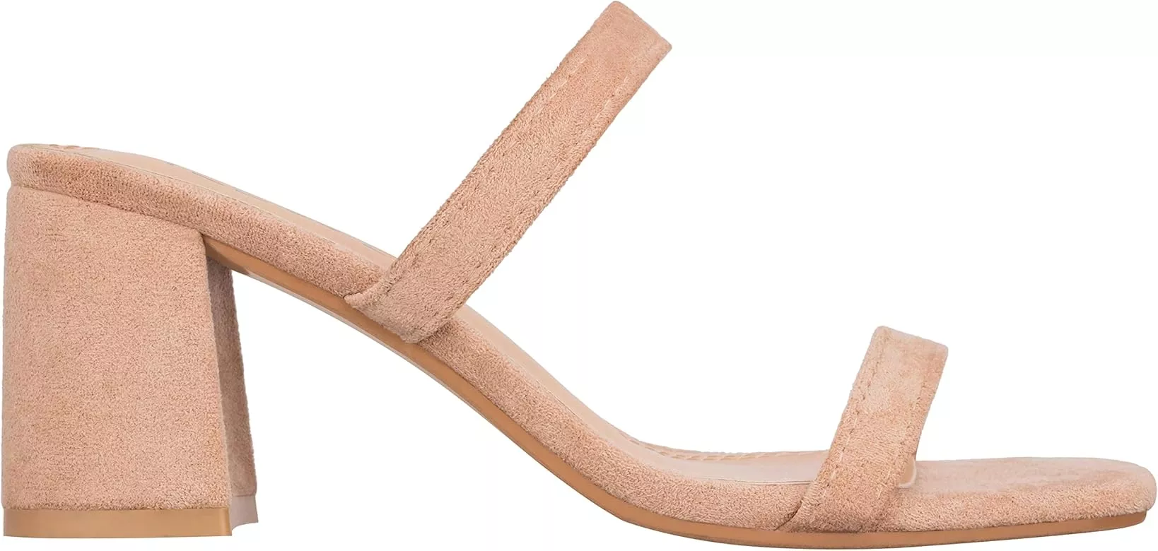 ILLUDE Women's Block Heel Double Band Square Toe
