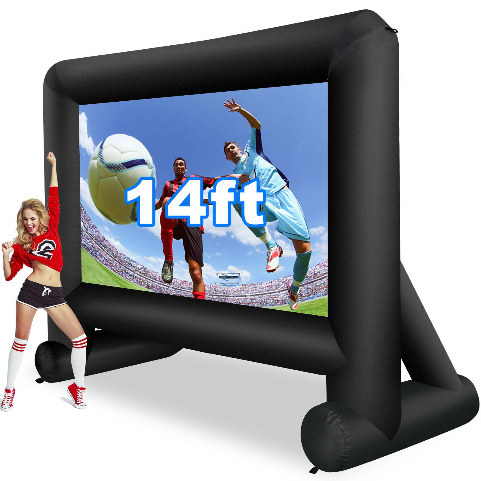 14 Feet Indoor and Outdoor Inflatable Blow up Mega Movie Projector Screen with Carry Bag for Fron... | Amazon (US)