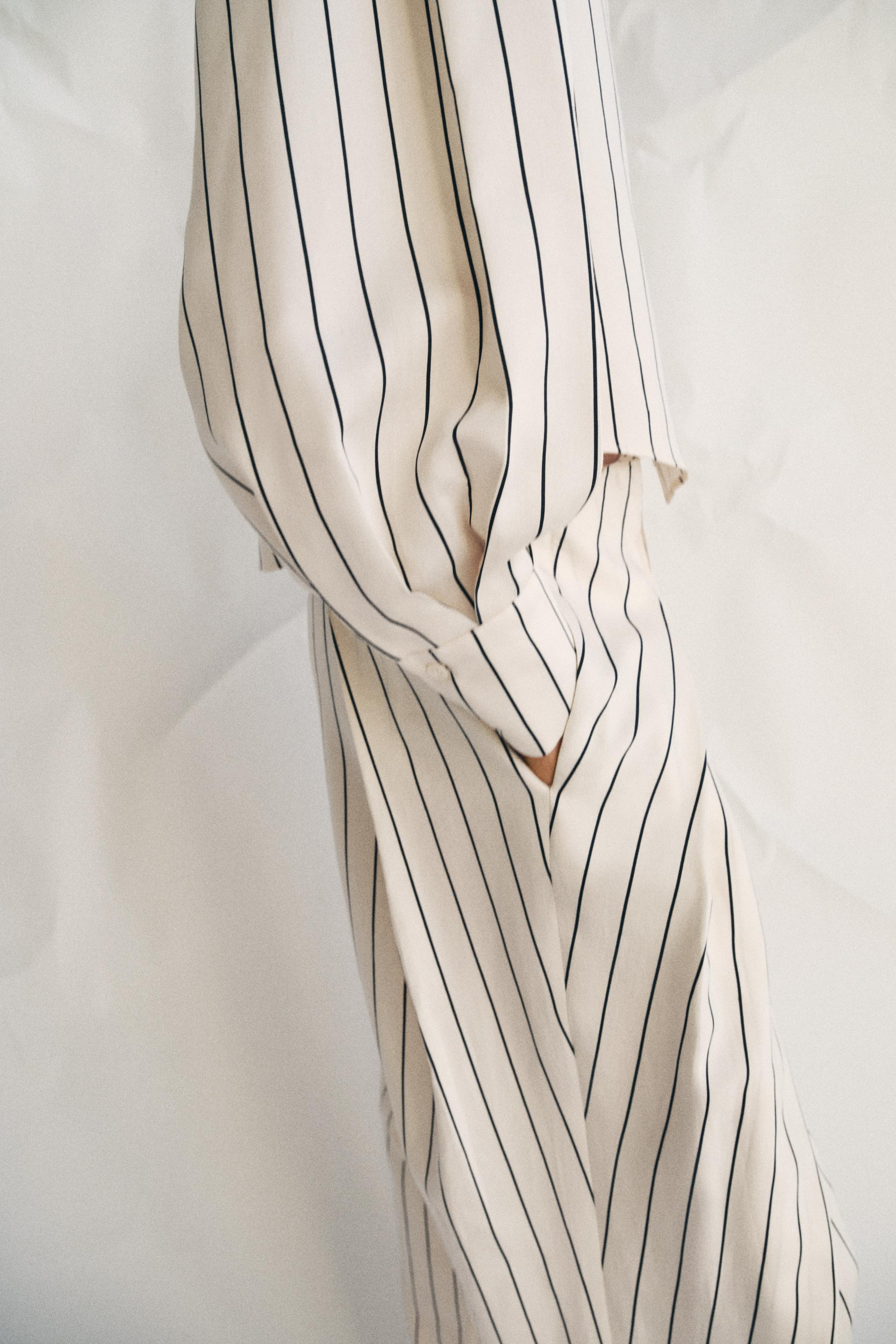 ZW COLLECTION STRIPED VOLUMINOUS SLEEVE SHIRT | Zara US