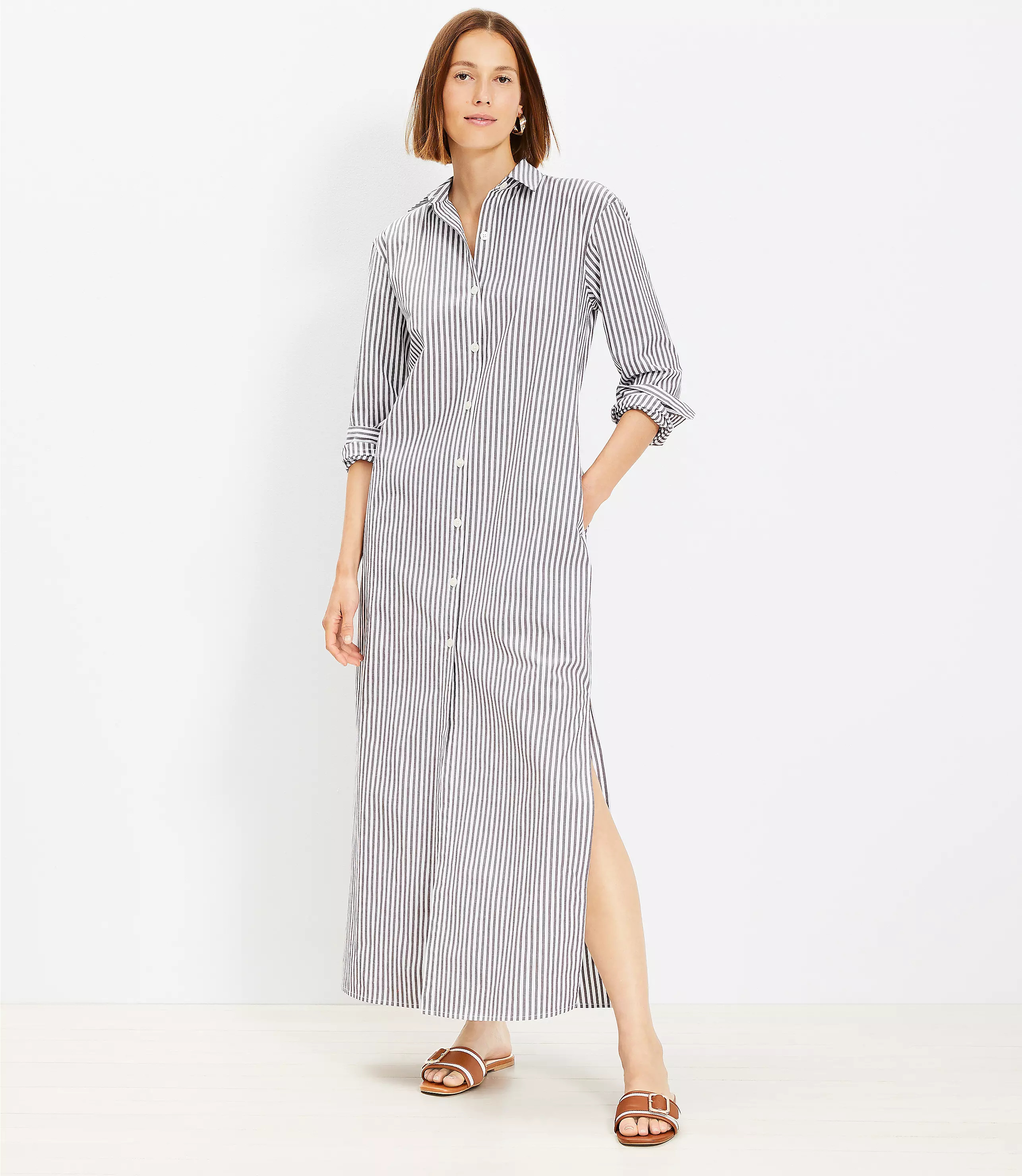 Striped Maxi Pocket Shirtdress | LOFT