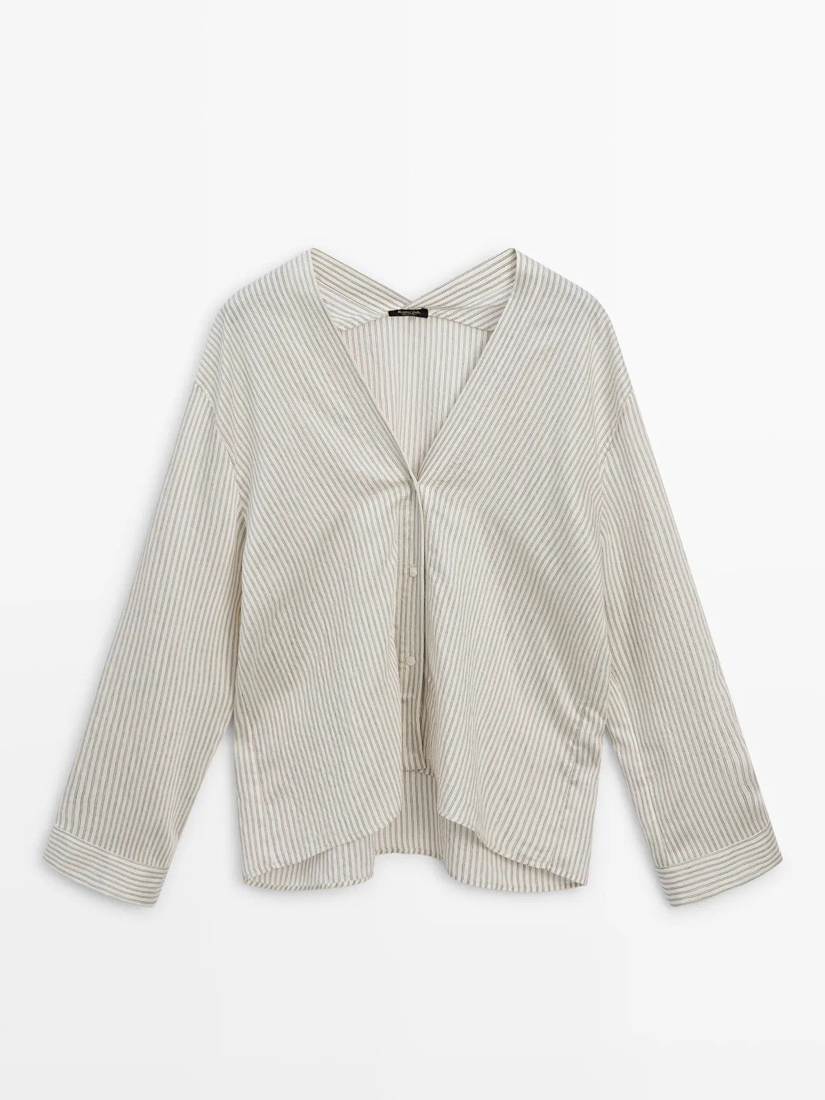 Striped V-neck shirt | Massimo Dutti US