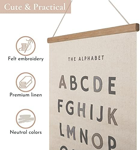 Amazon.com: Bon et Beau 16 x 24 Inch Embroidered Alphabet Poster with Wood Poster Hanger - Neutra... | Amazon (US)