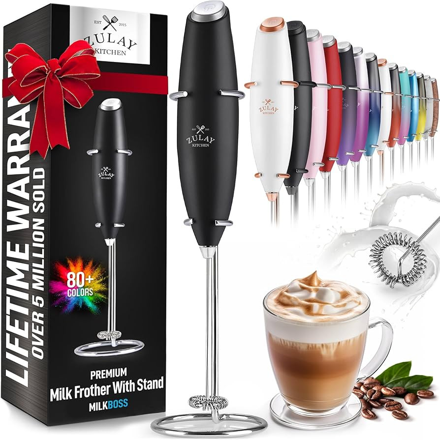 Zulay Powerful Milk Frother Handheld Foam Maker for Lattes - Whisk Drink Mixer for Coffee, Mini F... | Amazon (US)