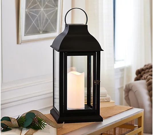 Home Reflections 23" In/Outdoor Lantern w/Color Morphing Pillar - QVC.com | QVC