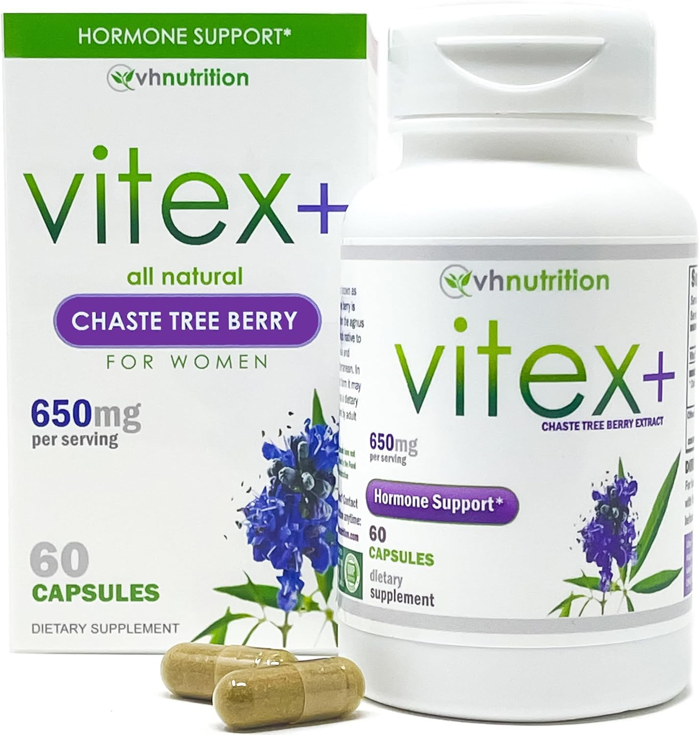 VH Nutrition VITEX+ | Vitex Chasteberry Supplement for Women | Hormonal Balance* and Fertility Su... | Amazon (US)