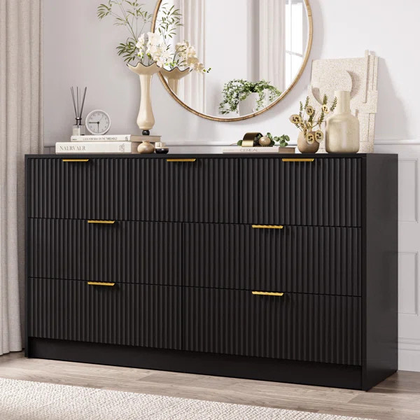 Fluted Dresser For Bedroom With 7 Drawers, 55" Wide Modern Chest Of Drawers With Metal Handle | Wayfair North America