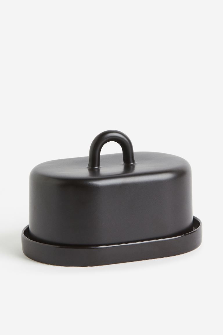 Glazed Stoneware Butter Dish - Black - Home All | H&M US | H&M (US + CA)