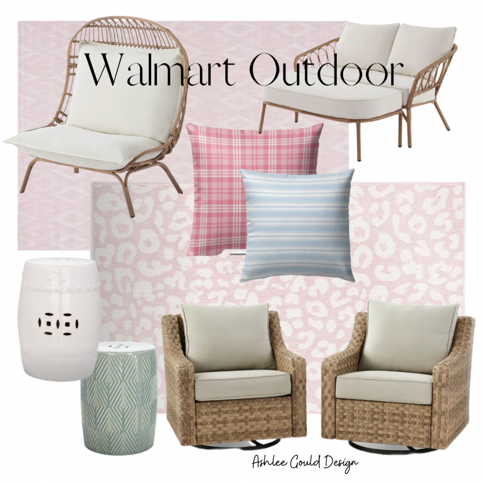 Walmart has lots of good outdoor pieces.  

Outdoor rug, patio furniture, outdoor pillow, garden stool 

#LTKSeasonal #LTKhome #LTKsalealert