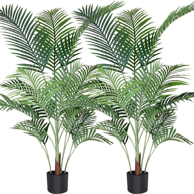 Fopamtri Artificial Areca Palm Plant 4.6 Feet Fake Palm Tree with 15 Trunks Faux Tree for Indoor ... | Amazon (US)