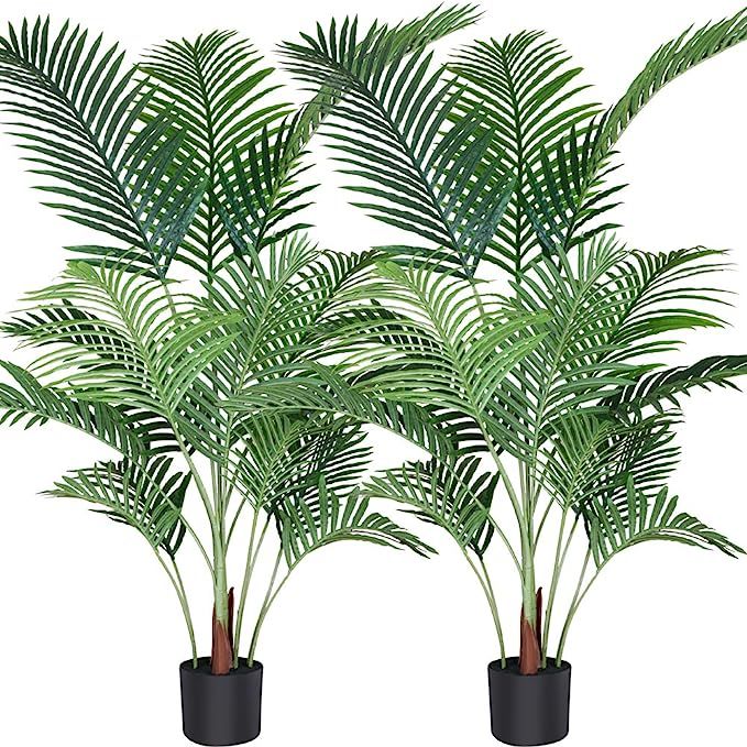 Fopamtri Artificial Areca Palm Plant 4.6 Feet Fake Palm Tree with 15 Trunks Faux Tree for Indoor ... | Amazon (US)
