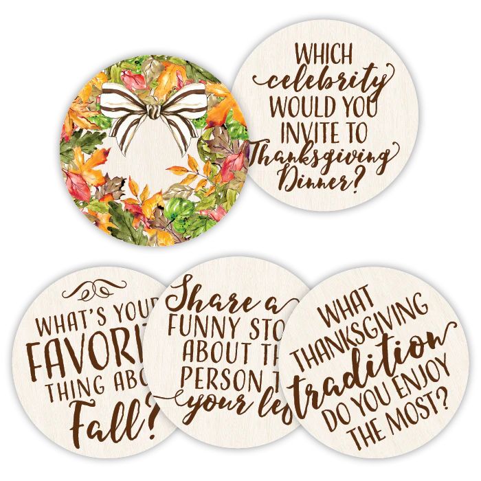 Fall Leaves Wreath Conversation Coasters | Rosanne Beck Collections