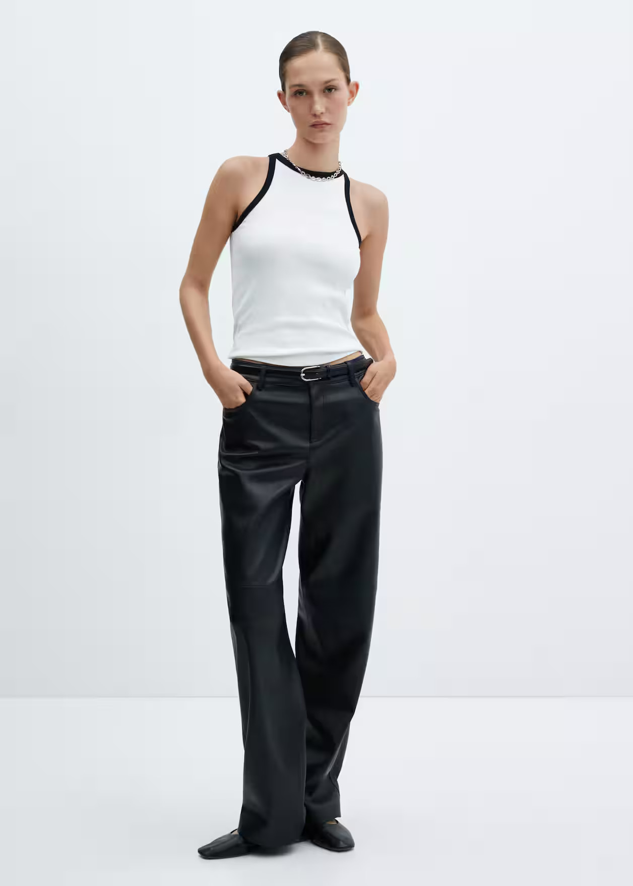 Contrast trim top -  Women | Mango United Kingdom | MANGO (UK)