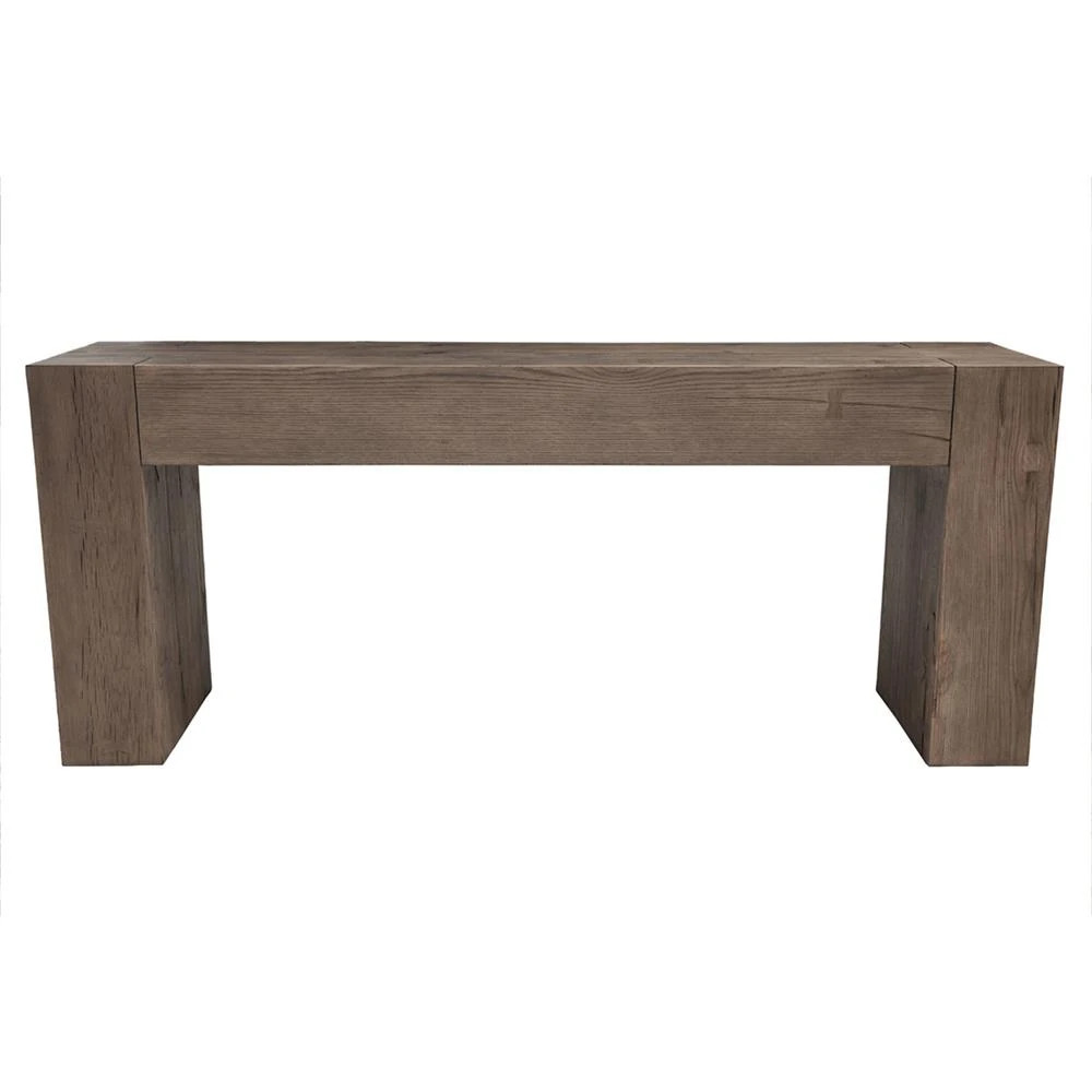 Brissy Rustic Lodge Brown Oak Wood Rectangular Console Table | Kathy Kuo Home