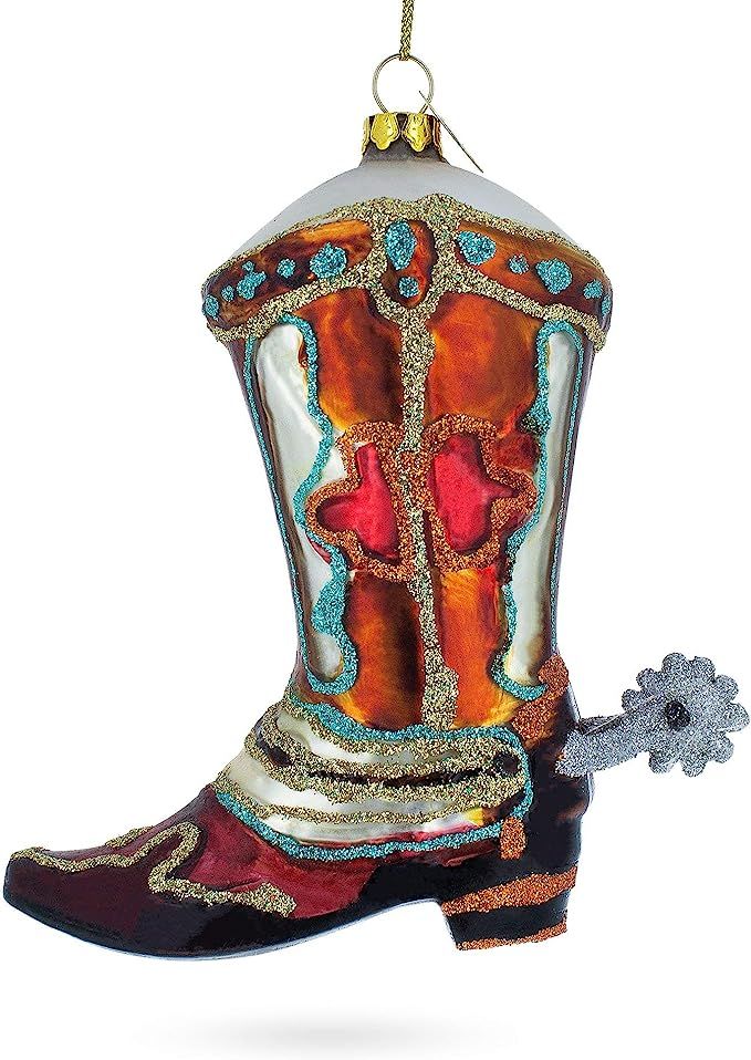 Amazon.com: BestPysanky Cowboy Boot Glass Christmas Ornament : Home & Kitchen | Amazon (US)