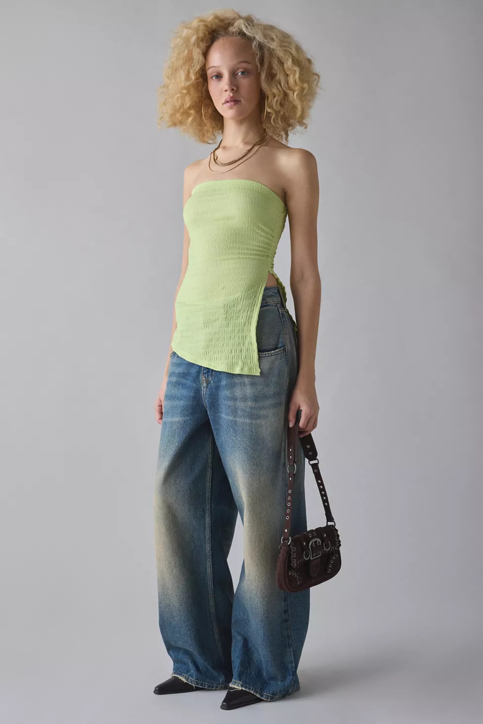 UO Afterparty Asymmetric Side-Slit Flyaway Tube Top | Urban Outfitters (US and RoW)