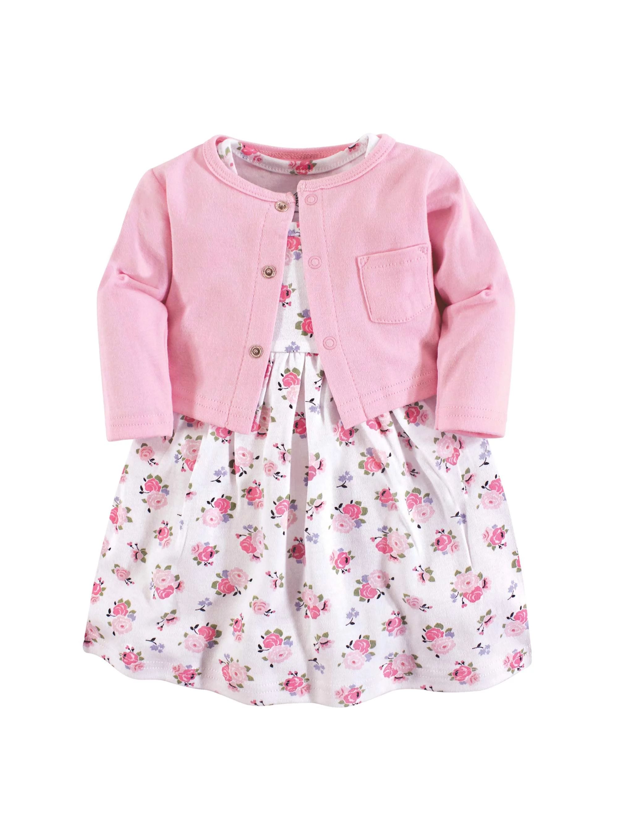 Luvable Friends Baby Girl Dress & Cardigan, 2pc Outfit Set | Walmart (US)