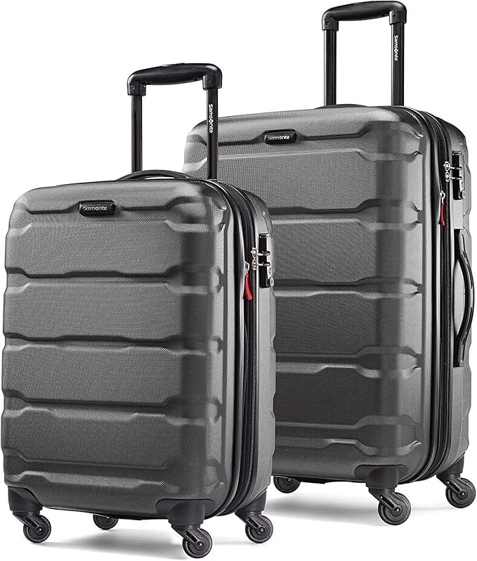 Samsonite Omni PC Hardside Expandable Luggage with Spinner Wheels, Black, 2-Piece Set (20/24) | Amazon (US)