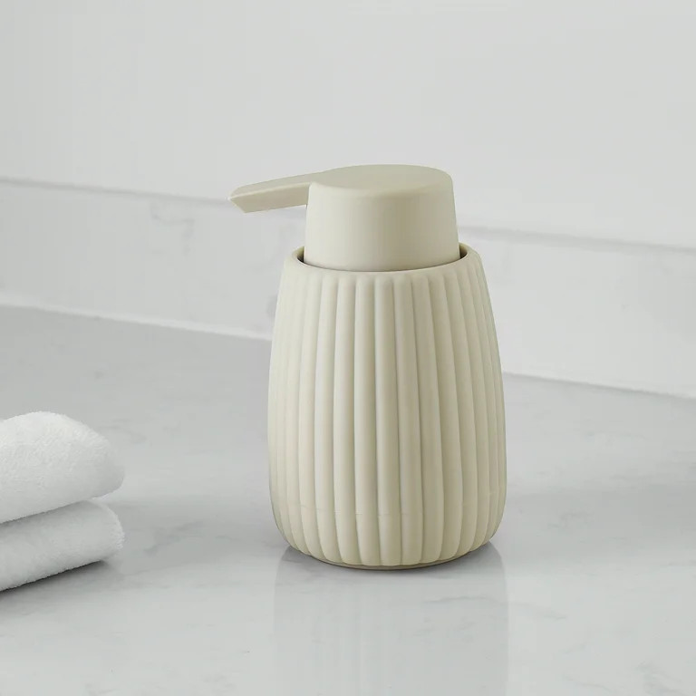 Mainstays Rubberized Plastic Ribbed Soap Pump, Beige | Walmart (US)