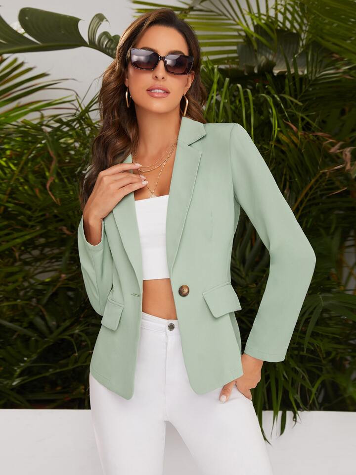 SHEIN Privé Notched Collar Single Buttoned Blazer | SHEIN